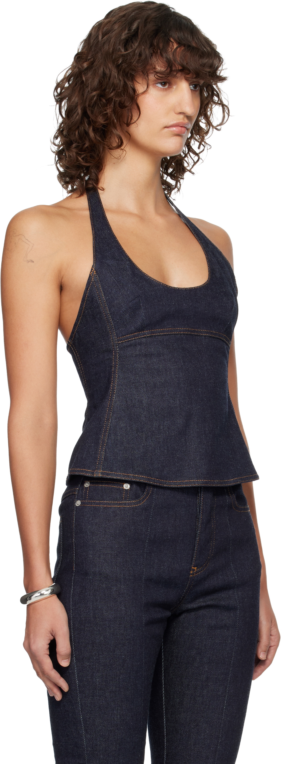 JACQUEMUS Navy 'The Lavoir de-Nîmes denim' Top
