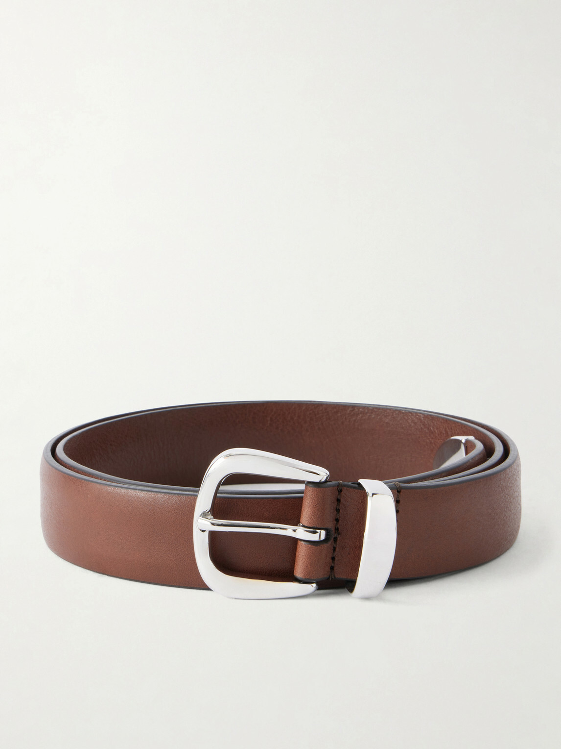 Anderson's - 2cm Silver-Tone and Leather Belt - Brown