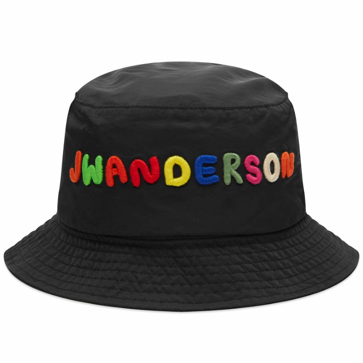Photo: JW Anderson Women's Logo Embroidery Bucket Hat in Black
