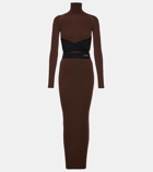 Alaïa Belted jersey turtleneck maxi dress