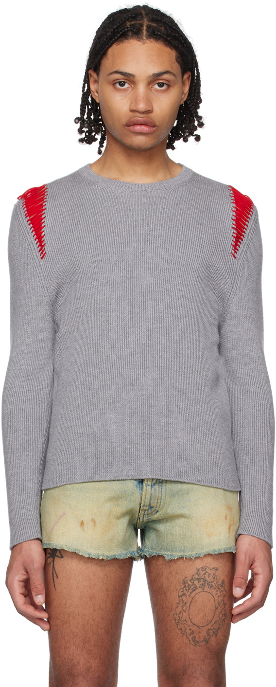Mowalola Gray Crewneck Sweater
