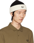 Fred Perry Black & Off-White Short Ribbed Beanie