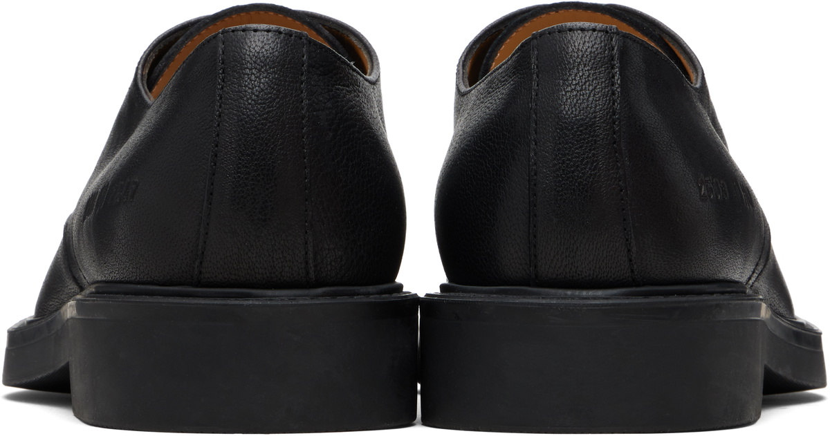 Common Projects Black Grained Leather Officer's Derbys