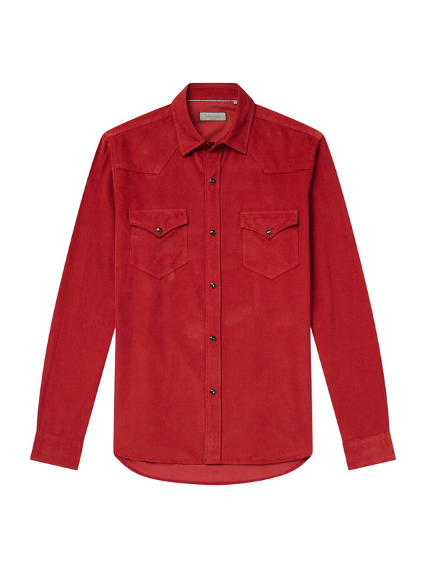 Photo: Canali - Cotton-Corduroy Shirt - Red
