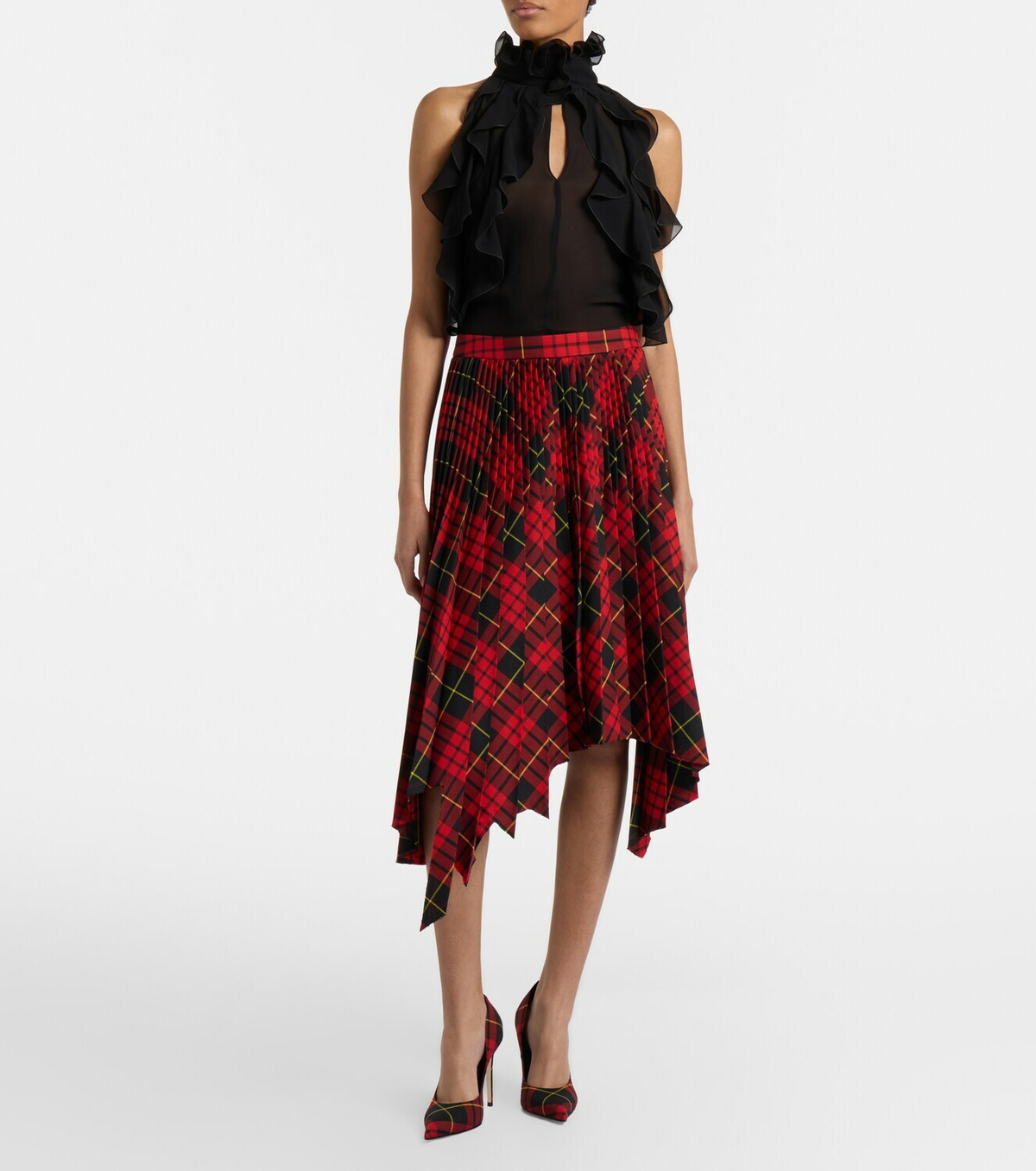 McQueen MacQueen pleated tartan midi skirt