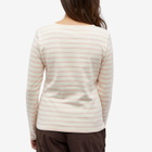 Armor-Lux Women's Long Sleeve Marinière Heritage T-Shirt in Natural/Silver Pink