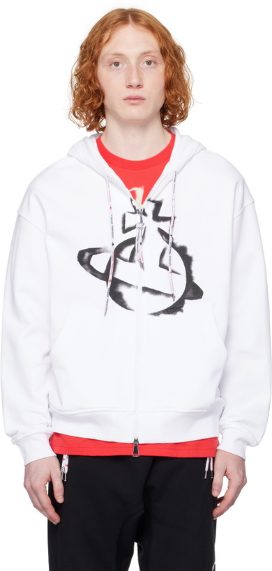 Photo: Vivienne Westwood White Stencil Orb Rugged Zip Hoodie