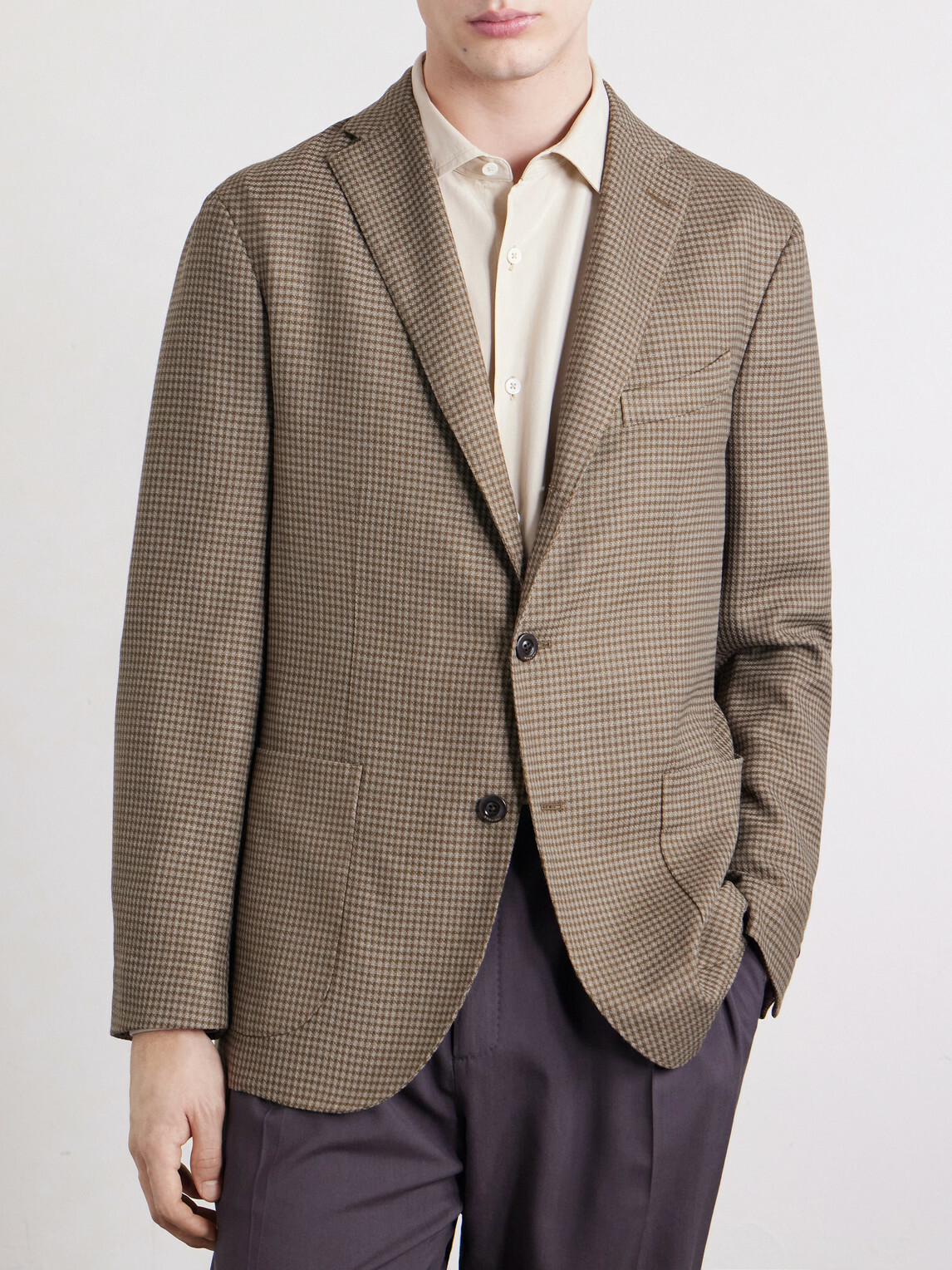 Boglioli - Houndstooth Virgin Wool-Blend Blazer - Brown