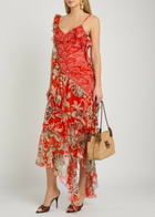 Etro Floral Print Ruffled Silk Maxi Dress Multicoloured