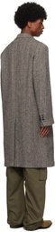 Golden Goose Gray Single-Breasted Wool Herringbone Coat