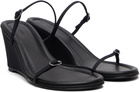 St. Agni Black Petit Belt Detail Wedge Heeled Sandals