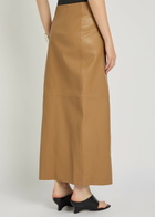 Nour Hammour Leather Maxi Wrap Skirt Light Brown