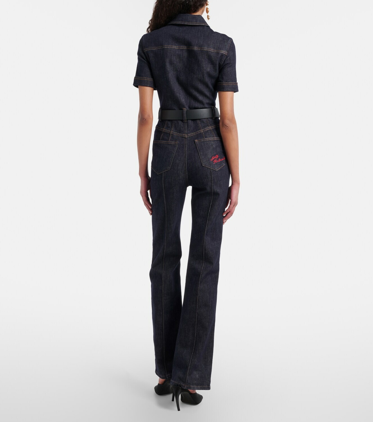 Self-Portrait Belted denim jumpsuit