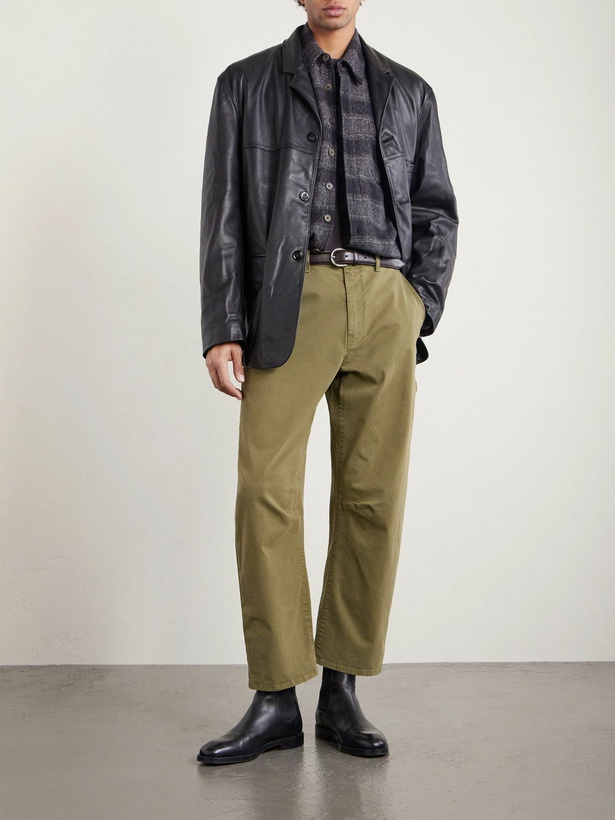 Photo: Nili Lotan - Carpenter Straight-Leg Cropped Cotton-Blend Twill Trousers - Green