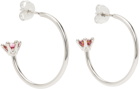 D'heygere Silver & Pink Solitaire Hoops