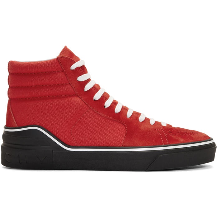 Photo: Givenchy Red Suede and Canvas High-Top Sneakers
