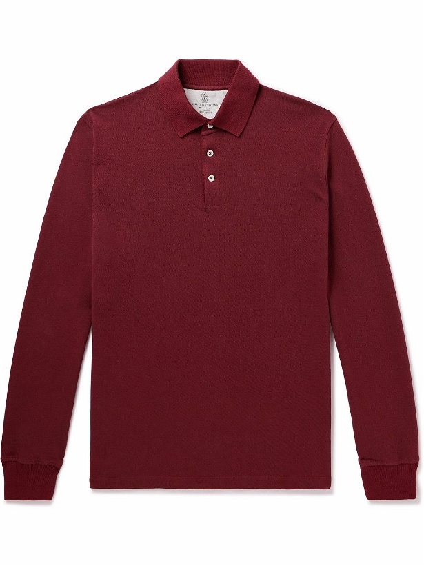 Photo: Brunello Cucinelli - Slim-Fit Cotton-Piqué Polo Shirt - Red