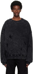 Juun.J Gray Distressed Sweatshirt
