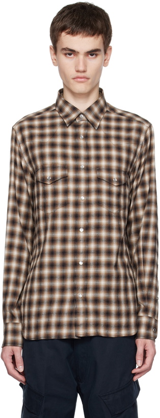 Photo: TOM FORD Brown Western Check Shirt