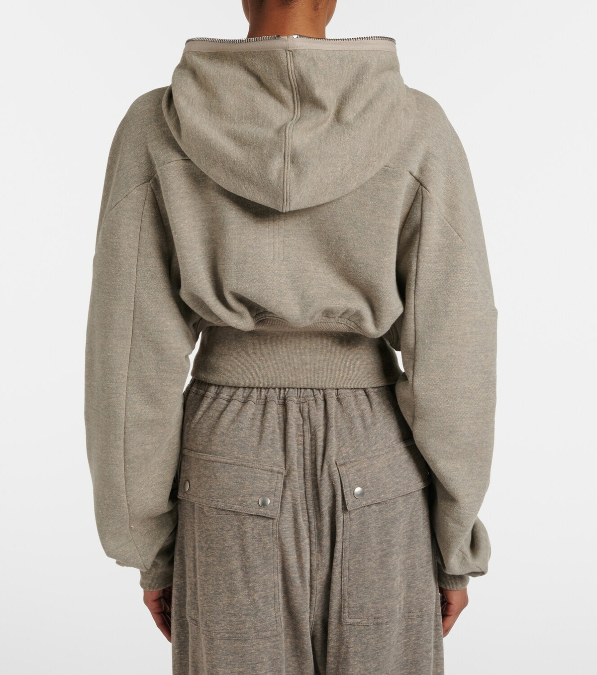 Rick Owens Cropped cotton-blend jersey hoodie