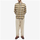 Folk Men's Relaxed Fit Shirt in Gold Flannel Check