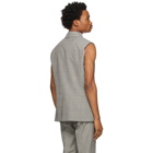 Ernest W. Baker Grey and Brown Houndstooth Sleeveless Double-Breasted Blazer