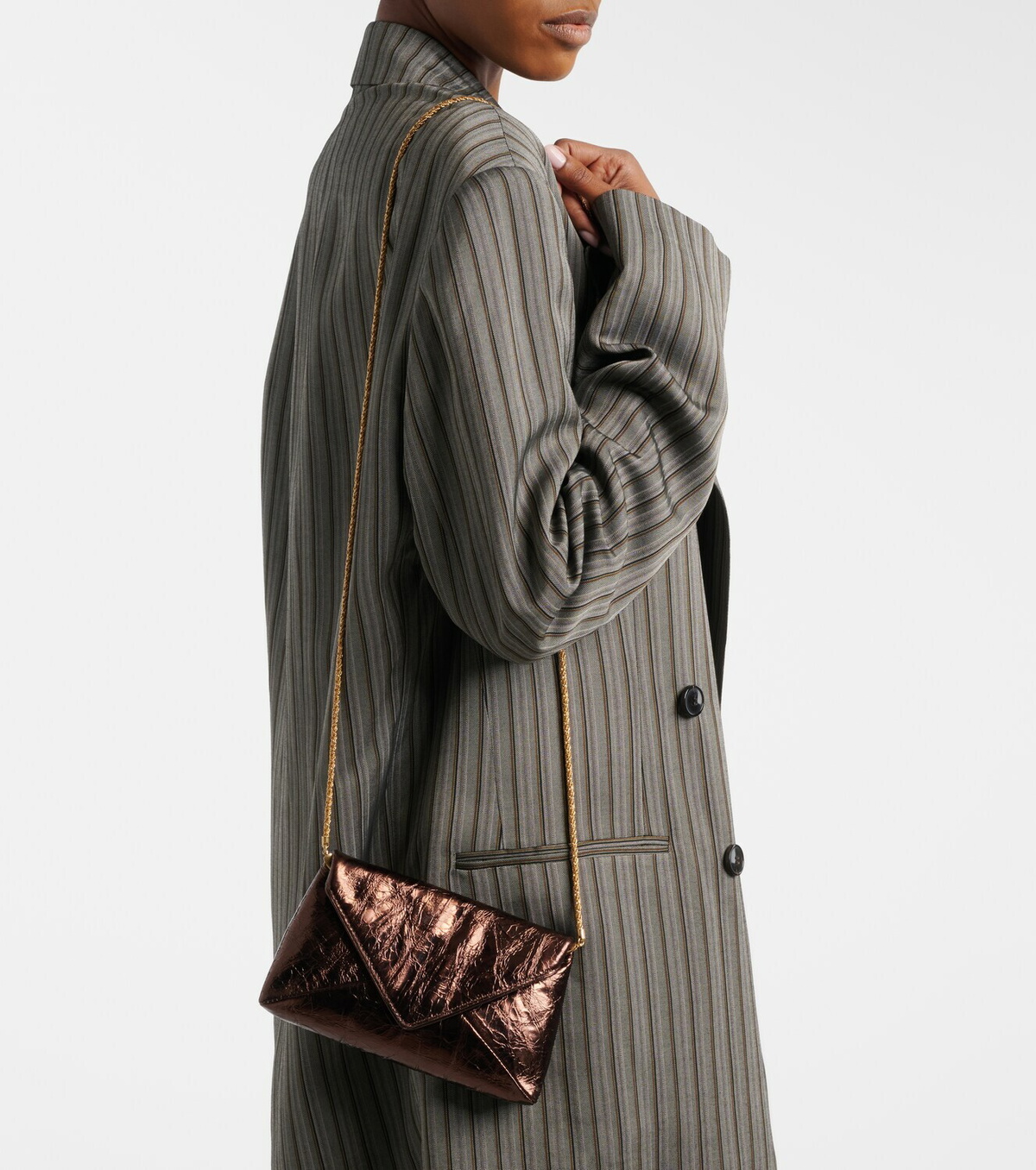 Dries Van Noten Envelope Small metallic leather clutch