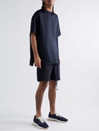 Fear of God - Wide-Leg Shell-Trimmed Cotton-Jersey Drawstring Shorts - Blue