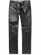 CELINE - Panelled Full-Grain Leather Trousers - Black