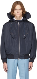 Alexander McQueen Navy Hooded Windbreaker Jacket