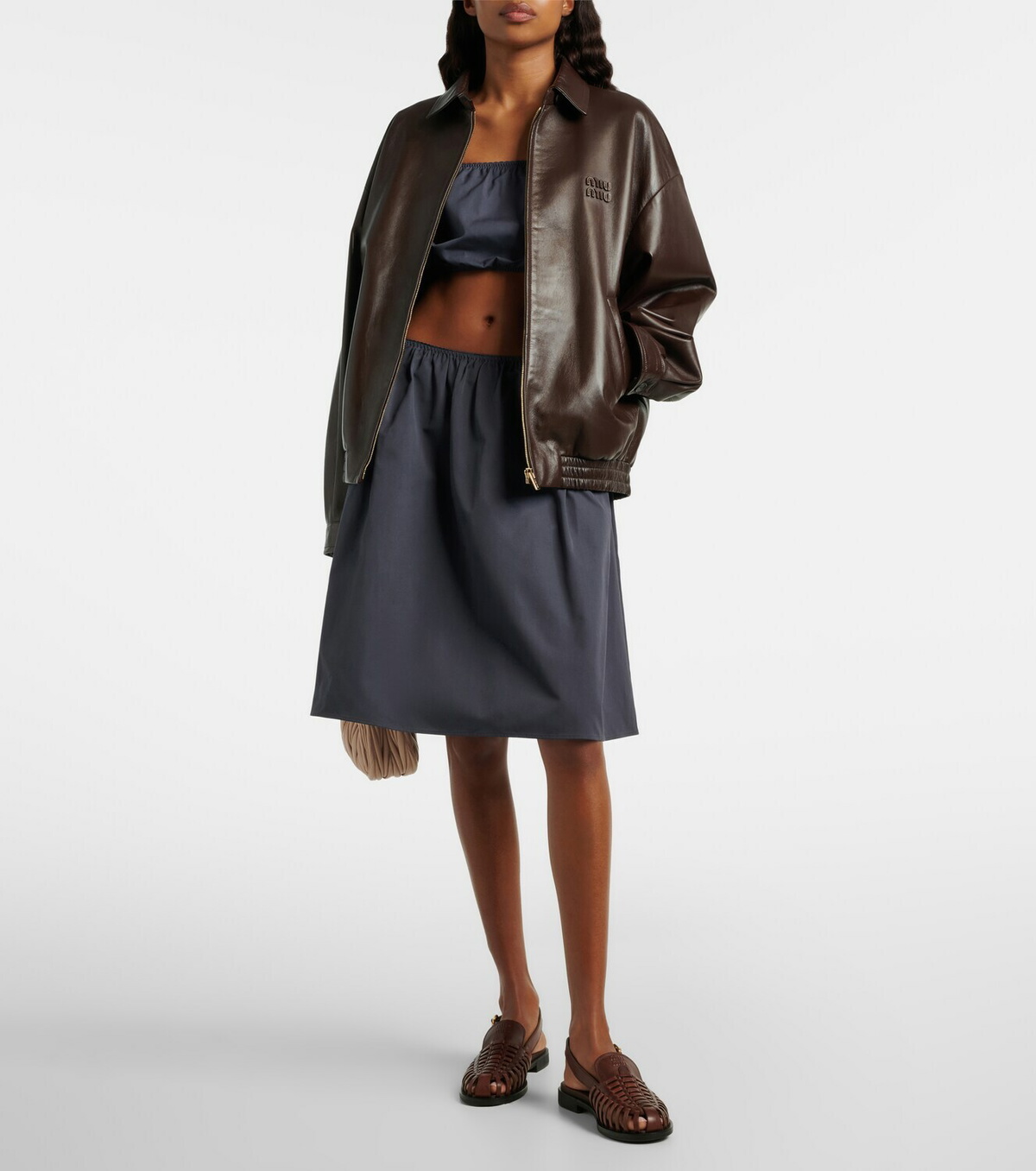 Miu Miu Cotton poplin midi skirt