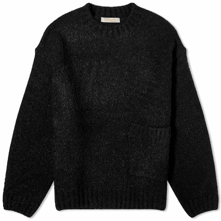 Photo: FrizmWORKS Men's Alpaca Boucle Pocket Sweater in Black