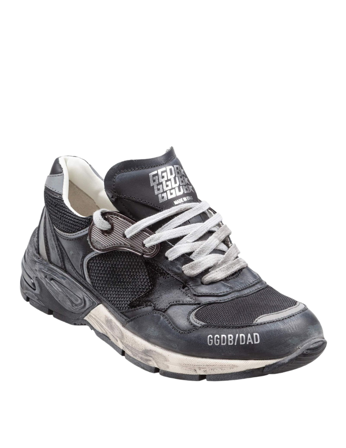 Golden Goose Running Sneakers In Leather And Mesh Color Black/silver