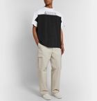 Maison Margiela - Oversized Logo-Print Panelled Cotton-Jersey T-Shirt - Black