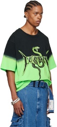 LU'U DAN Black & Green Metal Head T-Shirt