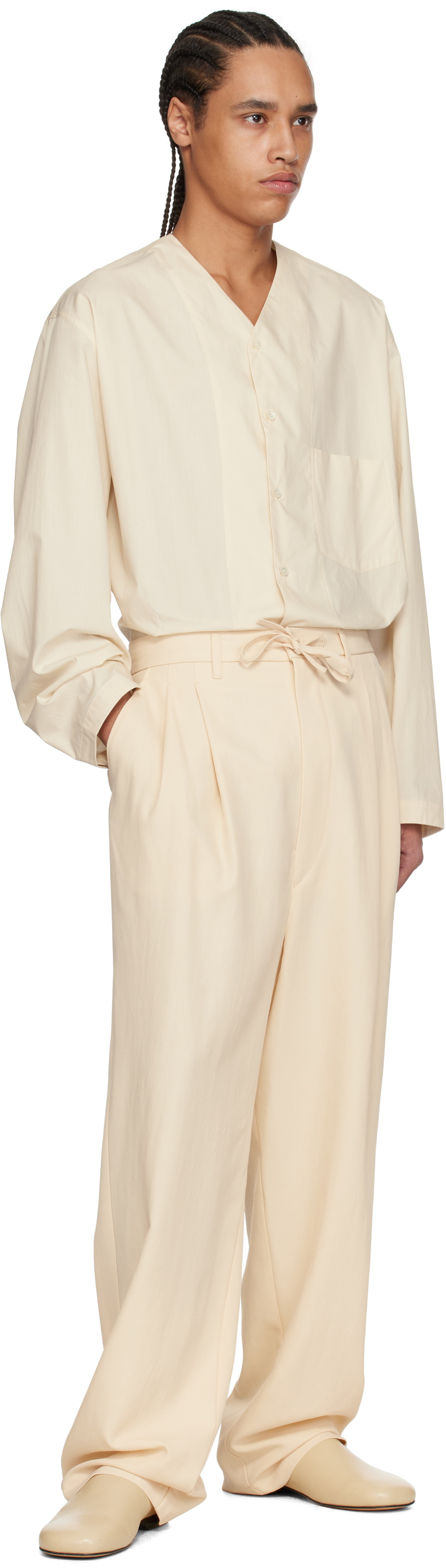 LEMAIRE Beige Leather Slippers