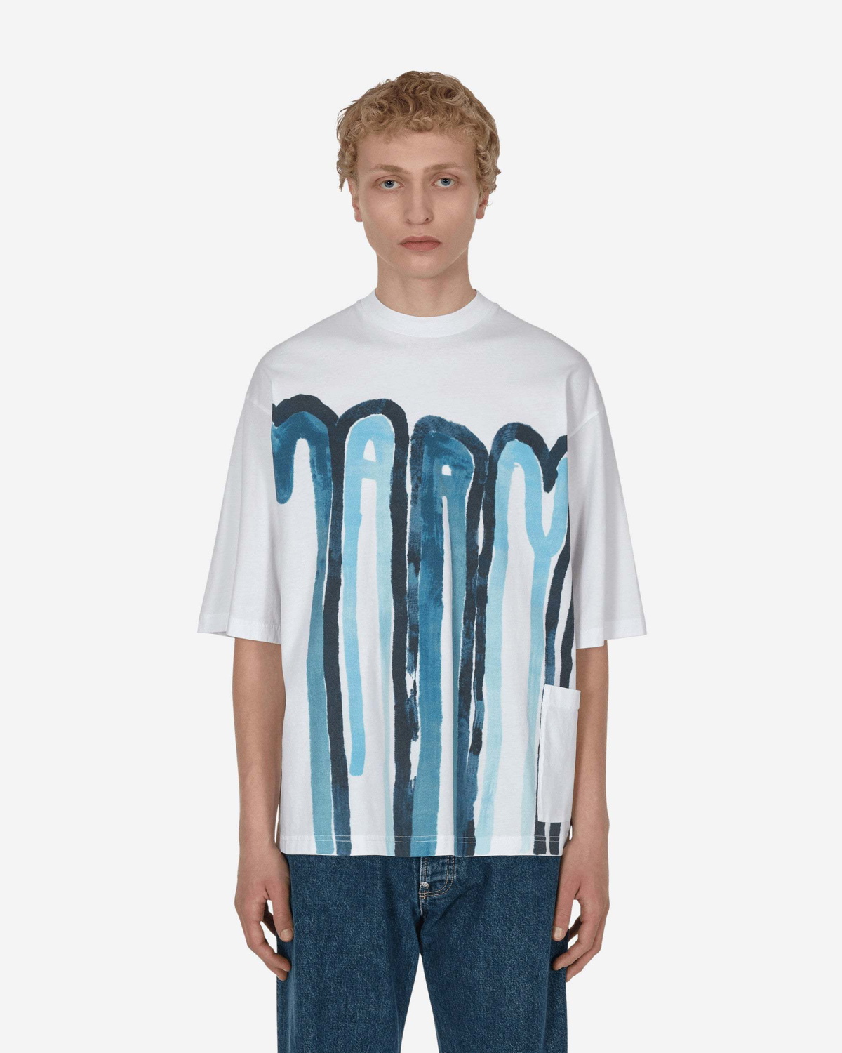 Marni Drip Logo Print Cotton Jersey T-shirt In White