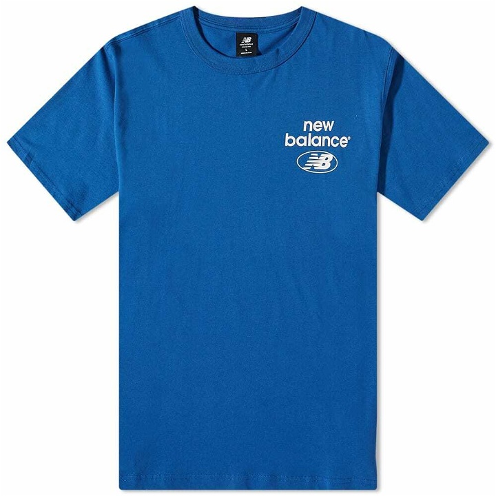 Photo: New Balance Men's NB Essentials Logo T-Shirt in Atlantic Blue