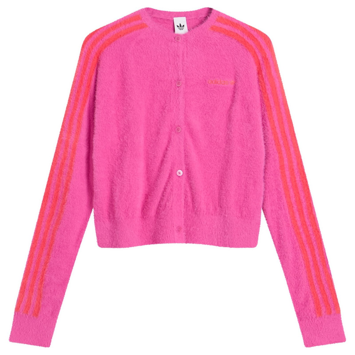 Adidas Women's Fluffy Knitted Cardigan in Semi Lucid Fuchsia