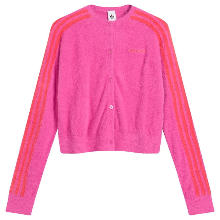 Photo: Adidas Women's Fluffy Knitted Cardigan in Semi Lucid Fuchsia