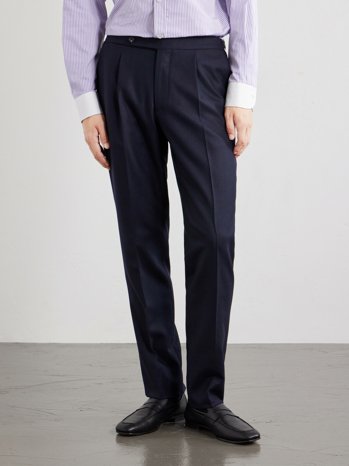 De Petrillo - Straight-Leg Pleated Virgin Wool Trousers - Blue