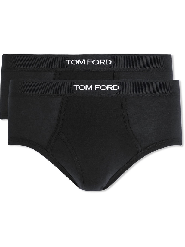 Photo: TOM FORD - Two-Pack Stretch-Cotton and Modal-Blend Briefs - Black