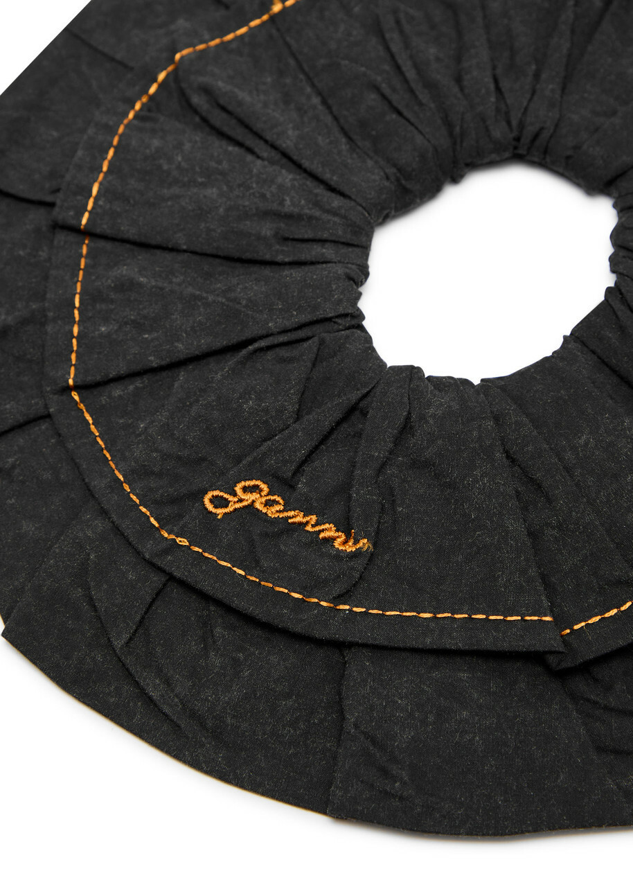 Ganni Logo-embroidered Stretch-cotton Scrunchie - Black - One Size