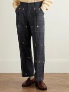Kartik Research - Straight-Leg Pleated Embroidered Silk Trousers - Gray
