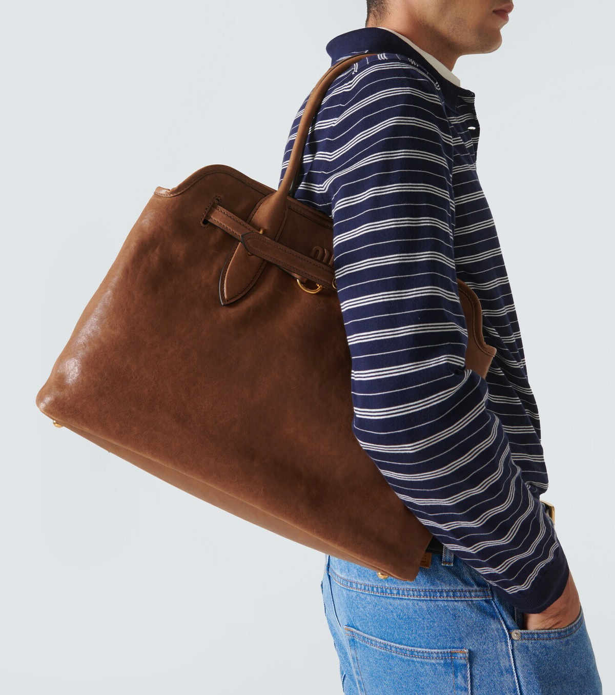 Miu Miu Aventure leather tote bag