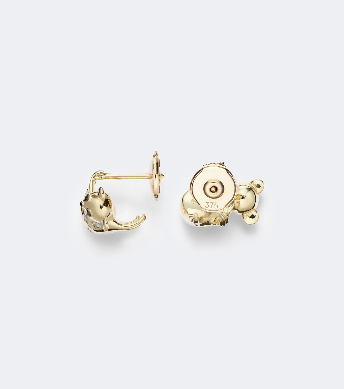 Yvonne Léon Koala 9kt gold earrings with diamonds