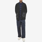 Beams Plus Men's Button Down Solid Flannel Shirt in Navy