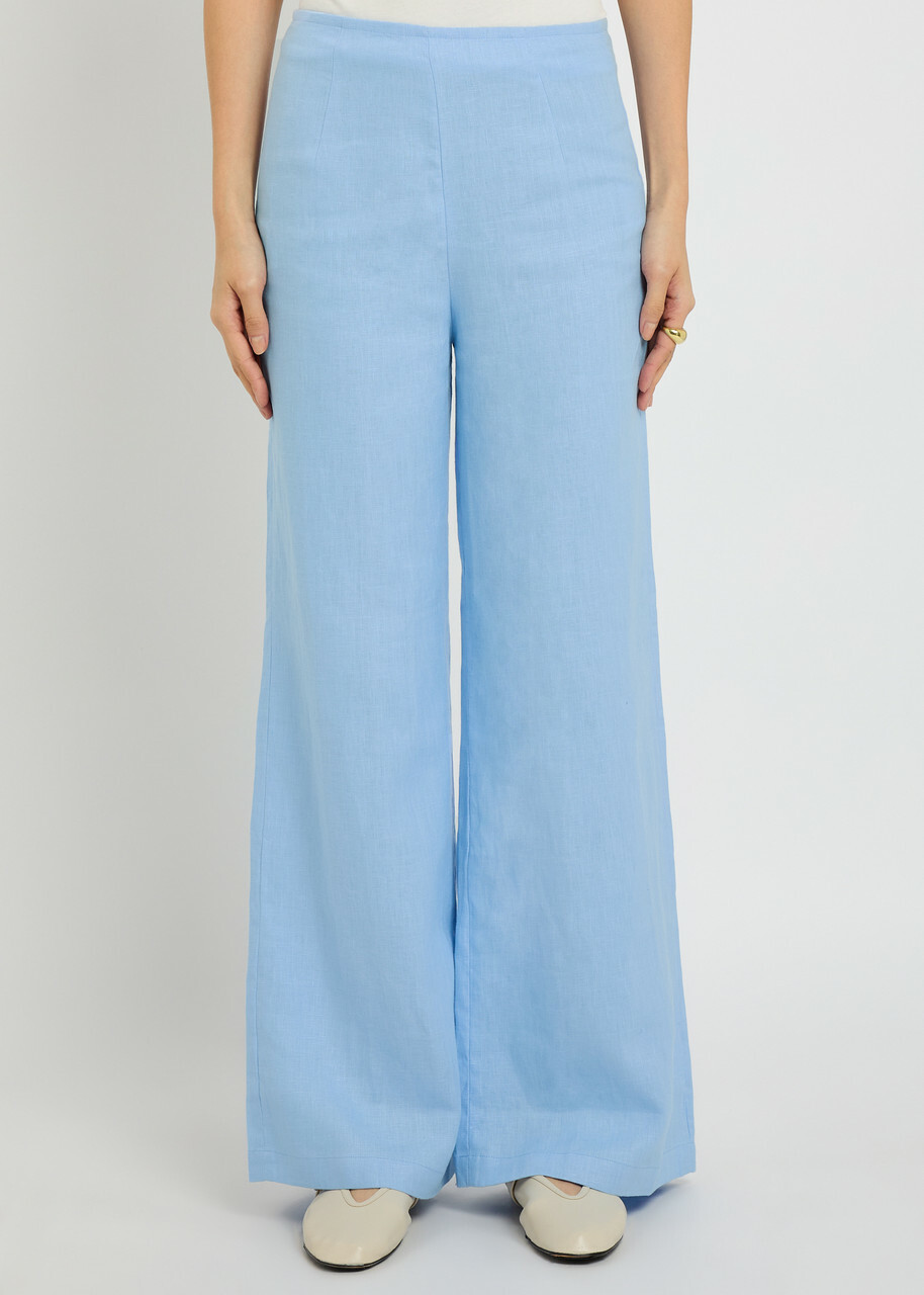 Faithfull The Brand Syna Wide-leg Linen Trousers Light Blue