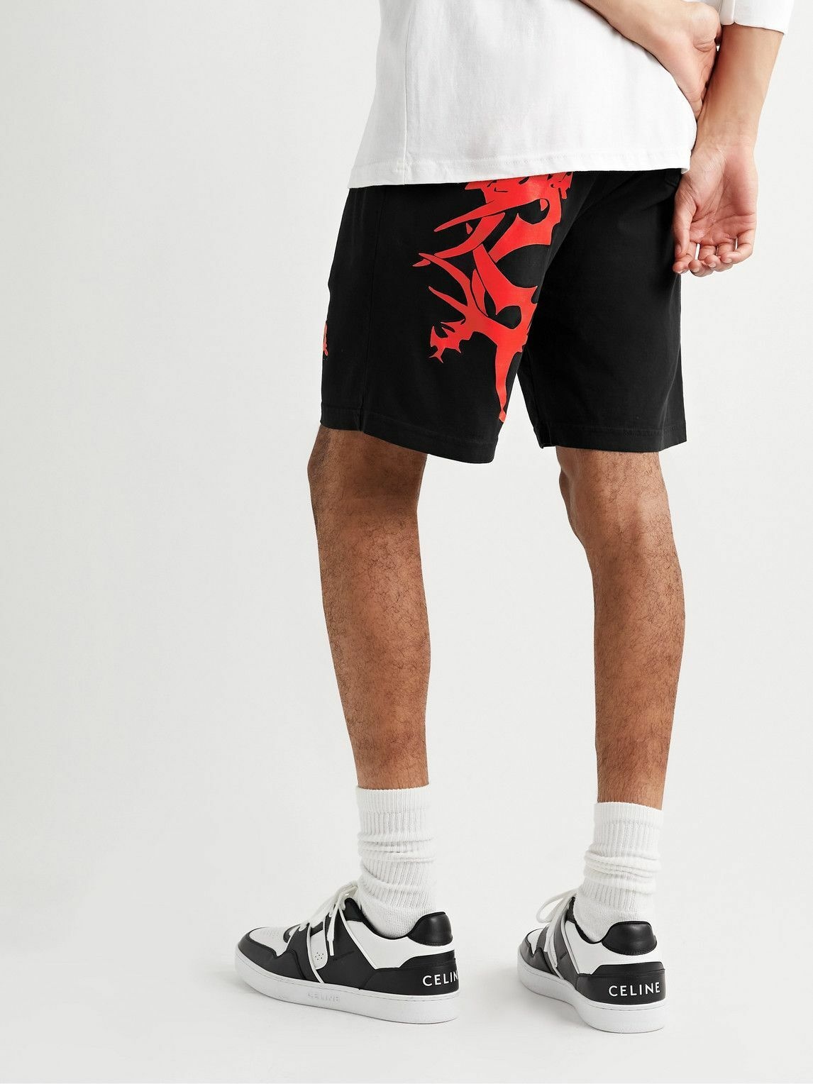 Stray Rats - Straight-Leg Logo-Print Cotton-Jersey Shorts - Black