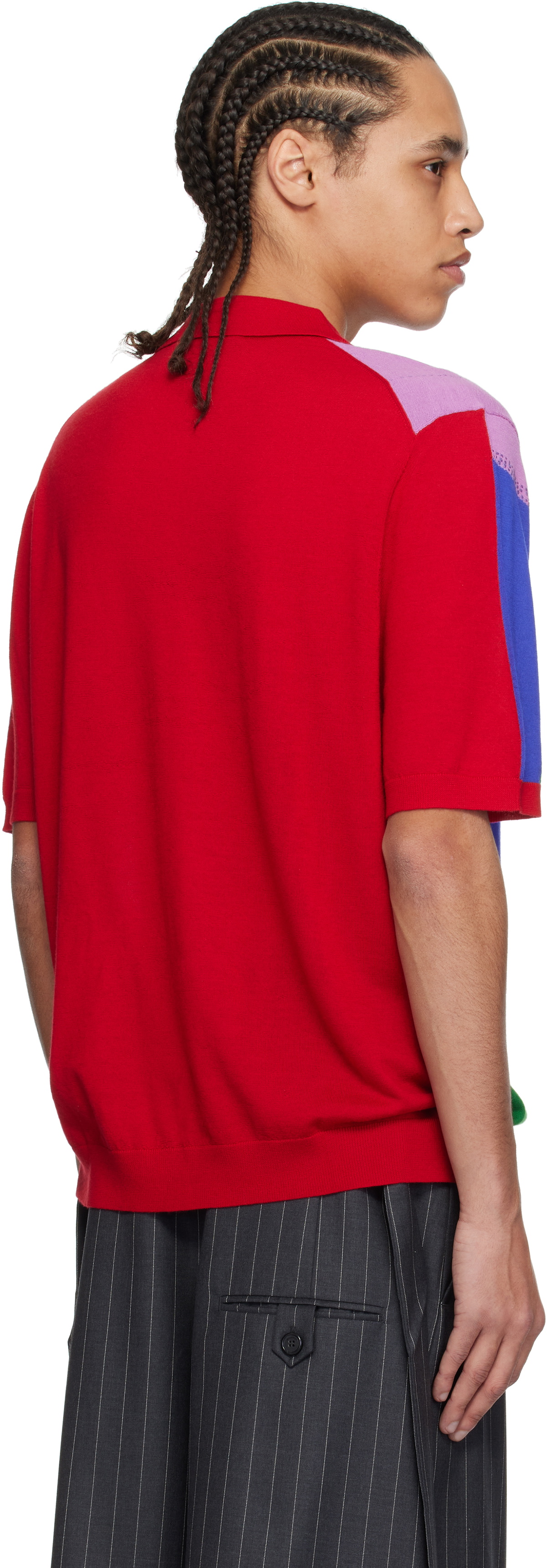Glass Cypress Red & Multicolor Boy Knitted Polo